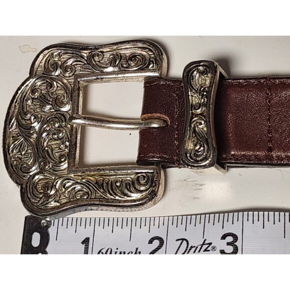 Donna Katz Vintage Leather Embellished Belt Brown Length 39" Western - Picture 2 of 7